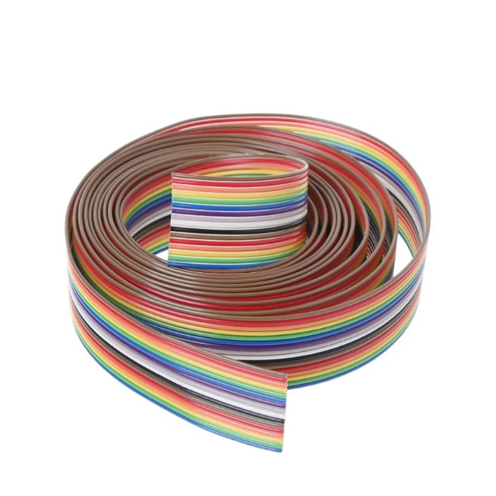 

5M 20Pin 1.27mm Pitch Rainbow Flat Line Color Ribbon DuPont Cable- Soldered Cable Connector Wire