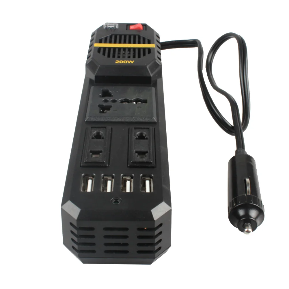 

2019 автомобильный инвертор 200 Вт 12 В до 220 В инвертор 4 USB порта для ноутбука смартфона бытовой CSL88