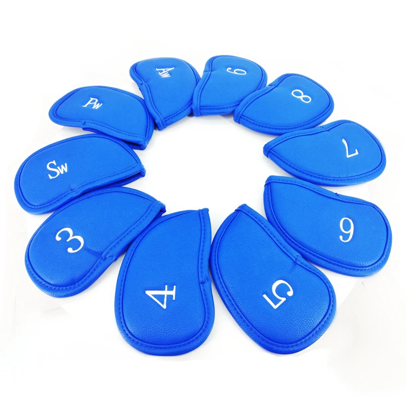 

Golfs Club Head Covers Durable Waterproof Thick PU Leather Golfs Iron Head Covers Black/Blue for Men Women EDF88