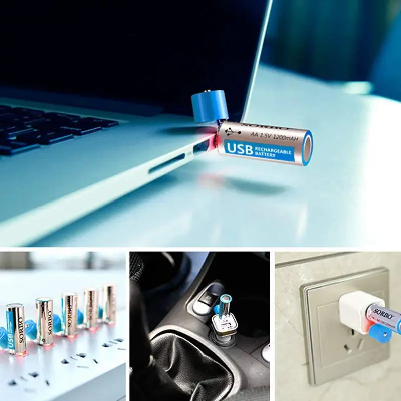 USB перезаряжаемые AA литиевые батареи-литий-ионный аккумулятор-1 5 V/1200 mAH (4-Pack)-не