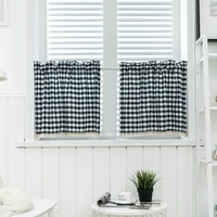 nordic tulle sheer grid embroidered lace short window curtain for home living room decoration voile in the kitchen cafe curtain