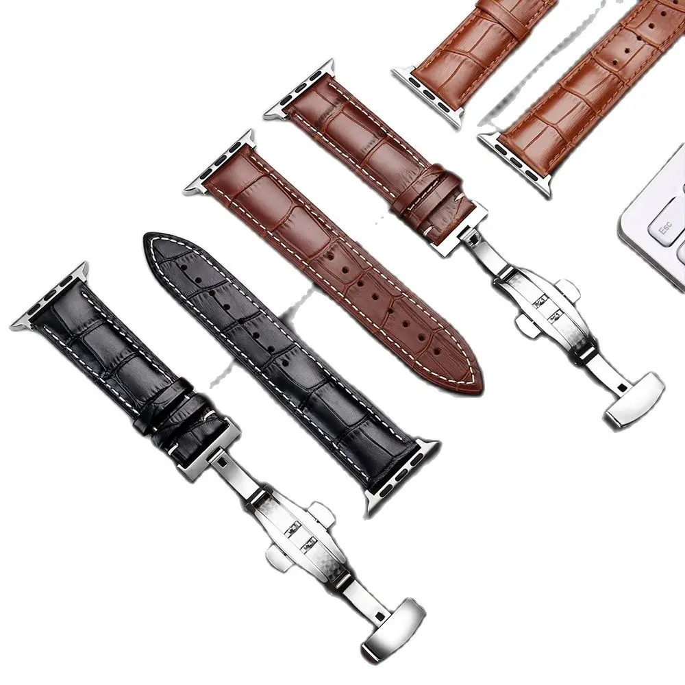 

2021 Genuine Calfskin Watchband For Apple Watch Band Series SE/6/5/4/3/2/1 38mm 42mm Leather Strap For iWatch 40mm 44mm