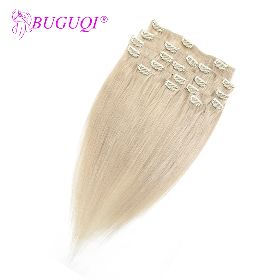 BUGUQI волосы для наращивания на заколках индийские #24 Remy 16 26 дюймов 100 г