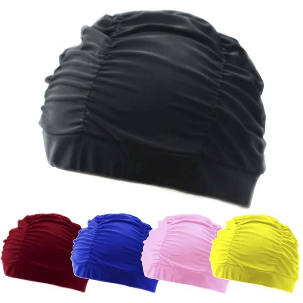 

1pc Free Size Swimming Cap Elastic Nylon Turban Flowers Printed Pool Bathing Hats Long Hair Protect Swim Pool Hat for Men Women