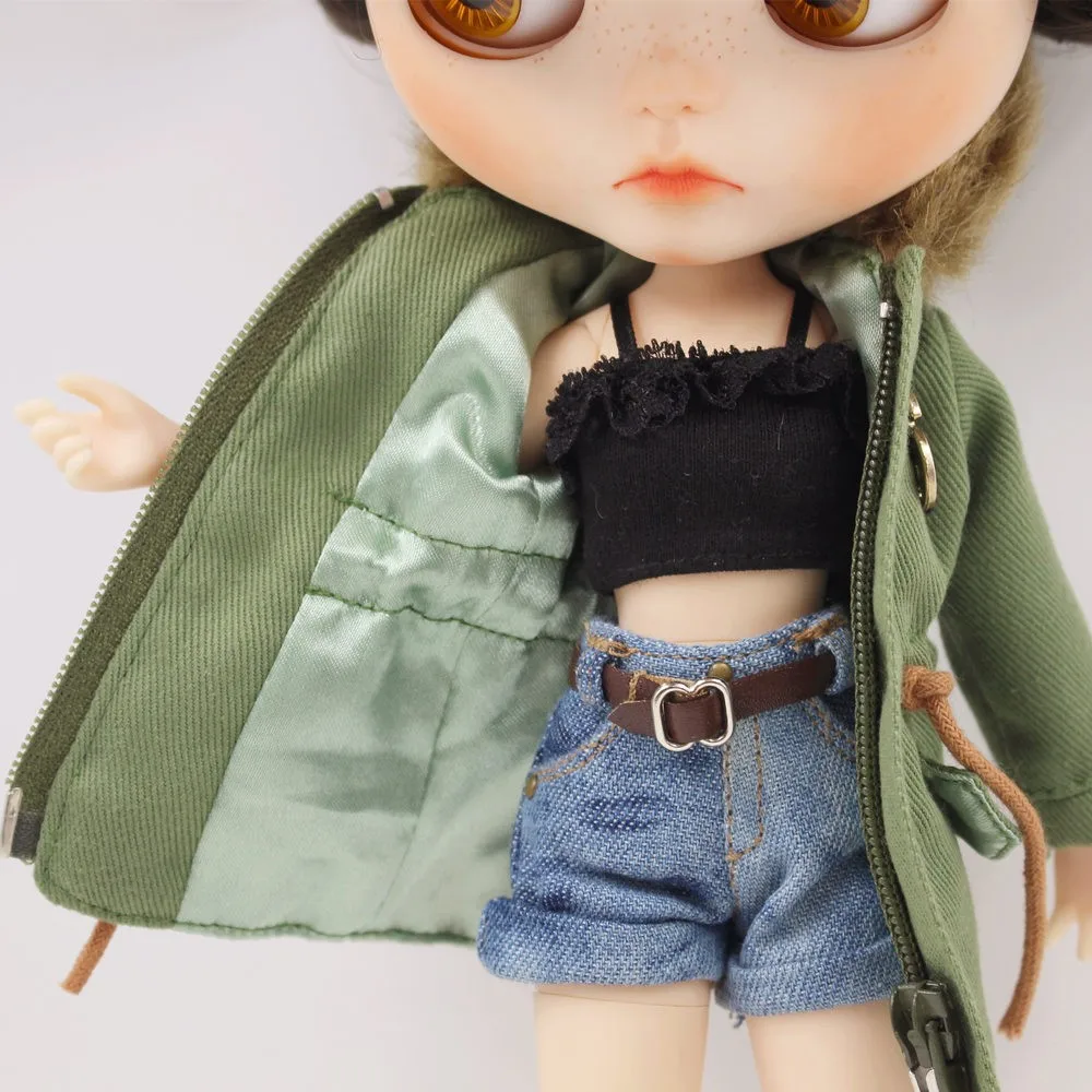 ICY DBS Blyth doll joint Doll Green army jacket denim shorts black lace bra anime clothes | Игрушки и хобби