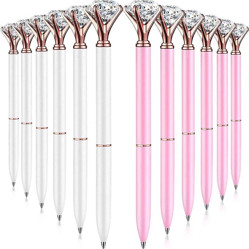 

12 шт. Алмазная ручка стразы, черные чернила, зеркальная Шариковая ручка для свадьбы, дня рождения, дома, школы, офиса