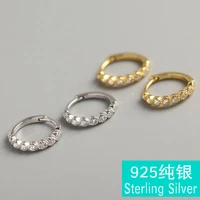 spiral pure silver ear clip s925 sterling silver zircon geometric round earrings silver gold mix and match wind ear clip
