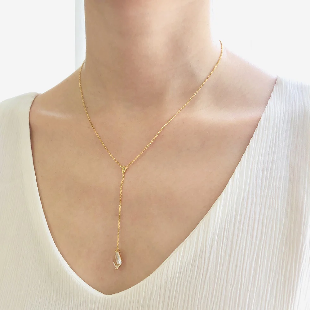 Женское Ожерелье из стерлингового серебра 925 пробы с белым кристаллом и