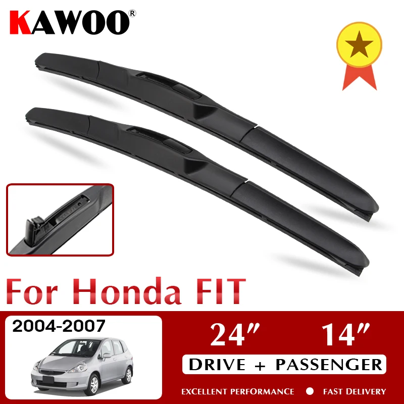 

KAWOO Wiper Front Car Wiper Blades For Honda FIT 2004-2007 Windshield Windscreen Front Window Accessories 24"+14" LHD RHD