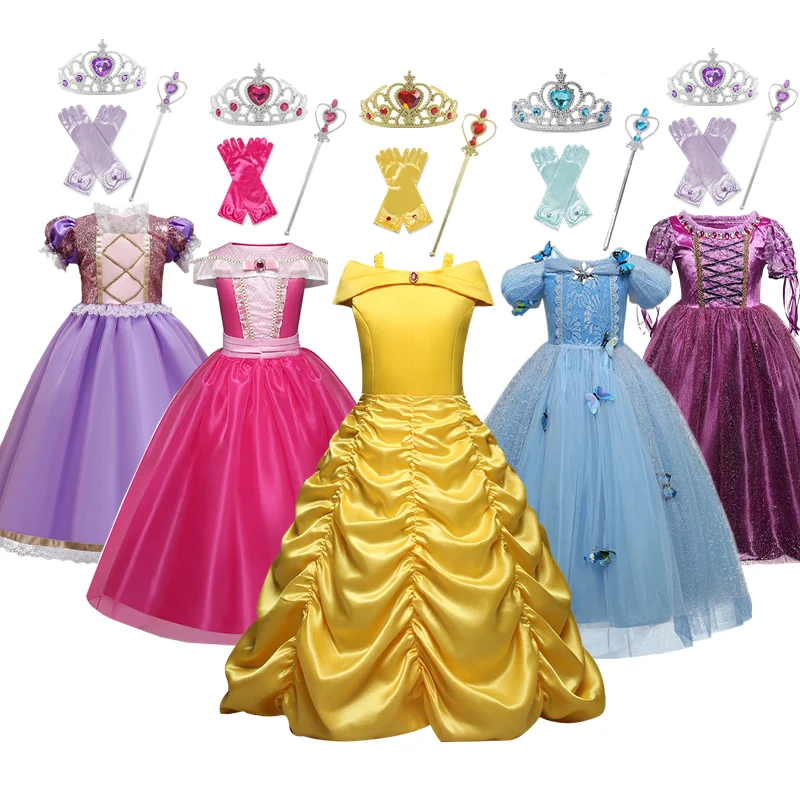 Платье принцессы для девочек косплей-вечеринка на Хэллоуин Красавица и Чудовище