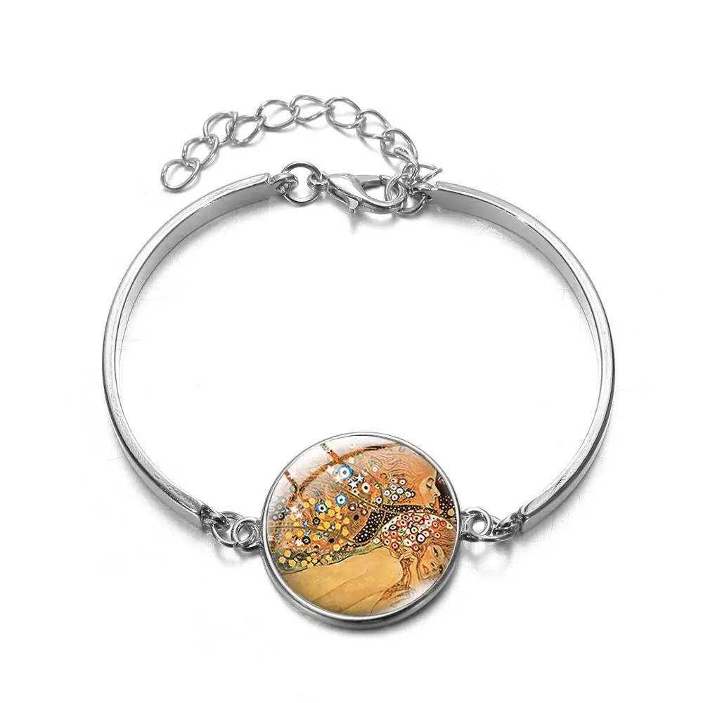 Браслет-цепочка со стеклянными камнями с изображением Густава Климта | Украшения