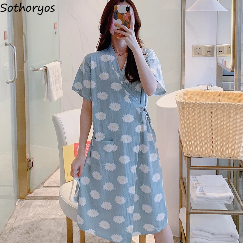 Халаты женская одежда для сна летняя домашняя Свободная Повседневная дышащая с