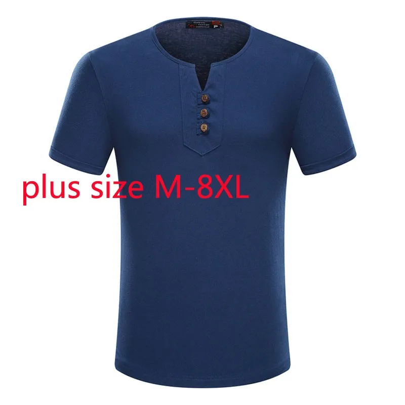 

New Arrival Cotton Super Large Short Sleeve V-neck Casual Knitted Summer T Shirt Plus Size M L XL 2XL 3XL 4XL 5XL 6XL 7XL 8XL