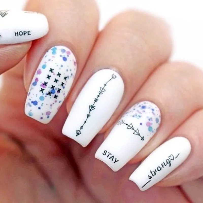 2 шт. водяные наклейки для ногтей переводные геометрические треугольные линии