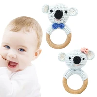 baby wooden teether ring diy crochet koala rattle soother bracelet infant teething molar play toys