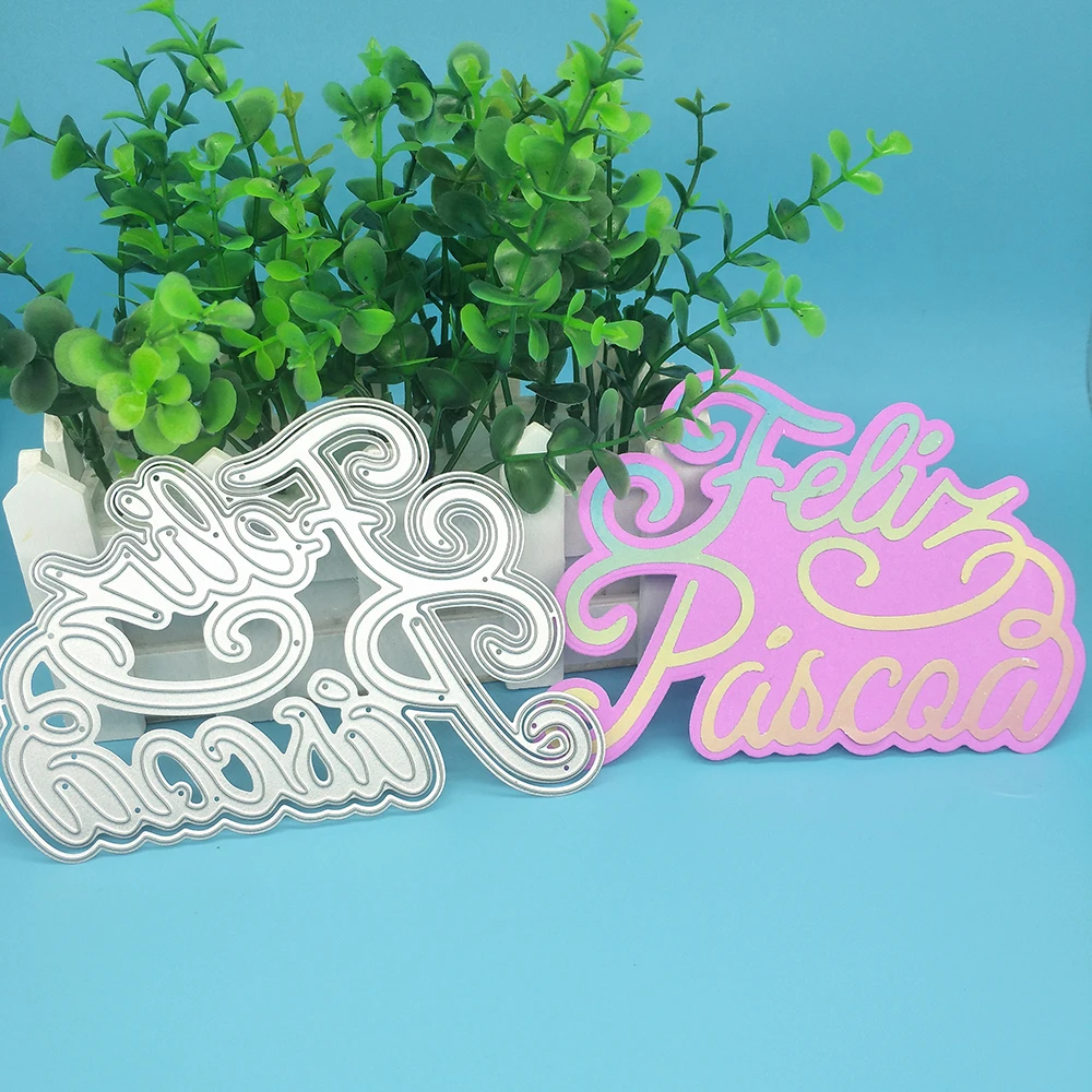 

Portuguese Happy Easter Metal Cutting Die, Paper Crafts, Scrapbook, Card Album DIY Decoration Accessories