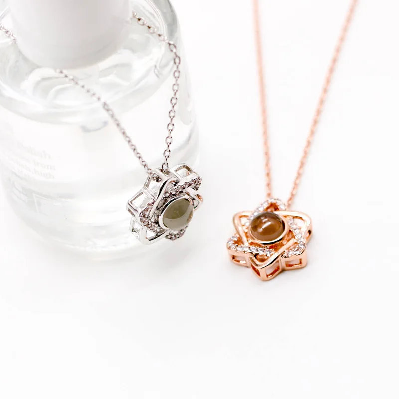 

Projection 100 Languages I Love You Necklace Cubic Zirconia Necklaces Exquisite Valentine's Day Gift 2020 Trendy Jewelry