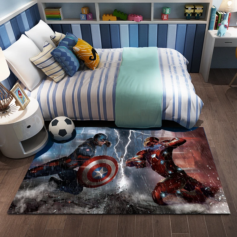 

New Kids Playmat US Captain/The Avenger Thick Carpet Mat for Living Room Doormat Resin 3D Print Bedroom Non-slip Floor Rug