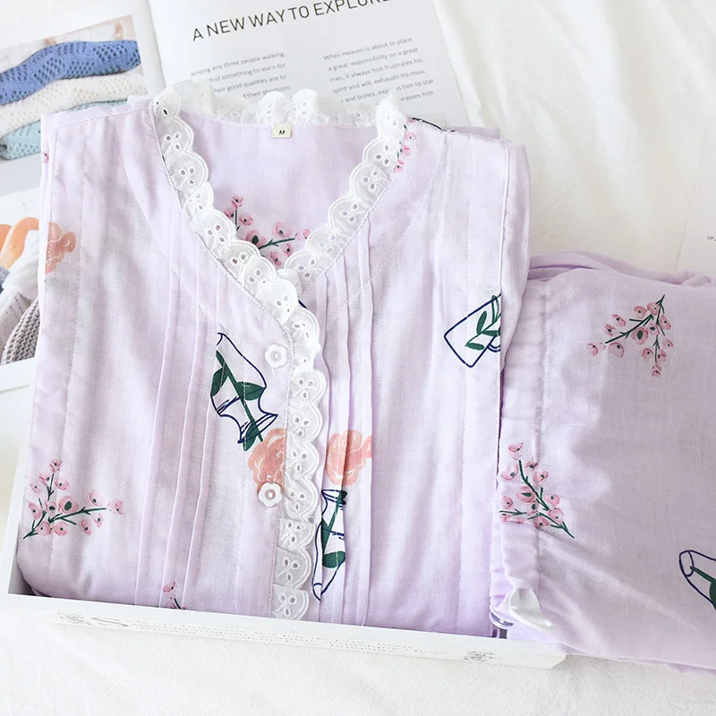 Fdfklak New Floral Print Breast Feeding Maternity Nursing Pajama Sets Long Sleeve Maternity Nursing Sleepwear Pregnancy Pyjama
