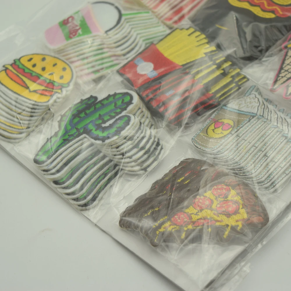 

120Pcs Embroidery Mix Iron On Patch Donuts Fruit Badge Bag Clothes Fabric AppliqueLeiao Craft