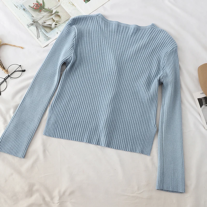 Женский Осенний трикотажный свитер на пуговицах| |