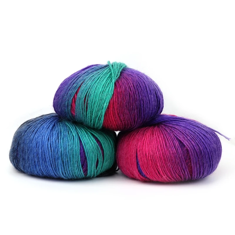 19 цветов, 50 г, ручная работа, радуга, красочные, вязанные крючком, кашемир, шерсть, пряжа, вязание для зимы, для плетения, свитер, шапка, шарф, Kni