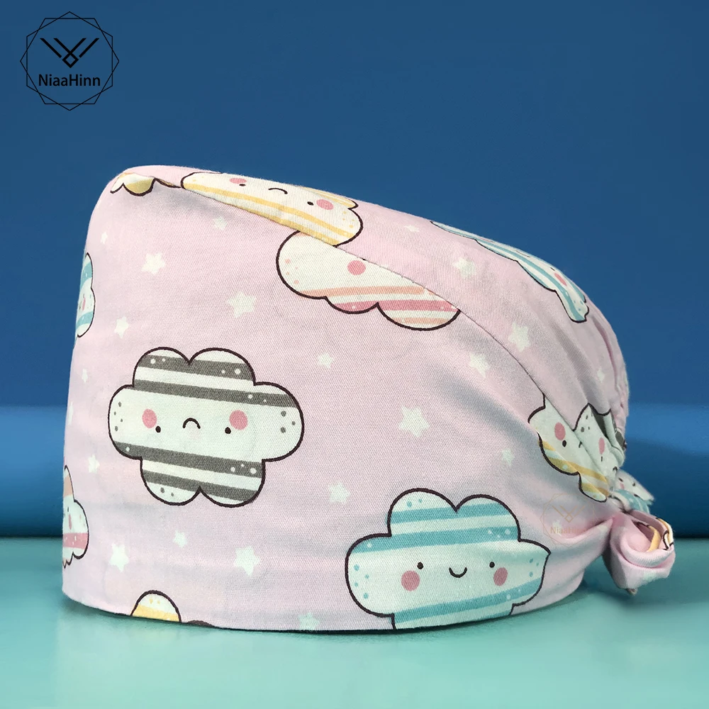 

New scrub multicolor pattern cap nutritionist cap scrub housekeeping sweat-absorbent accessories Breathable printing cartoon hat