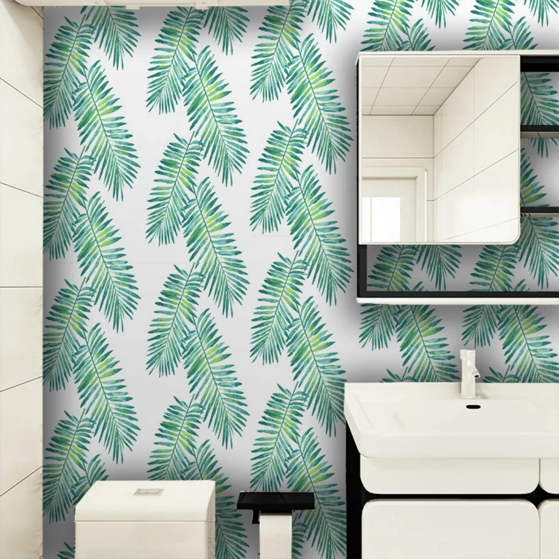 

Обои с тропической пальмой, виниловые самоклеящиеся обои, водостойкие съемные, зеленые, белые, для декора гостиной