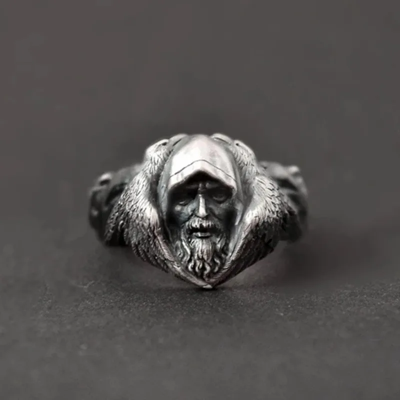 

Milangirl Trendy European Scandinavian Navia Mythology Odin Great God Vintage Ring Viking Warrior Arctic Wolf Rings
