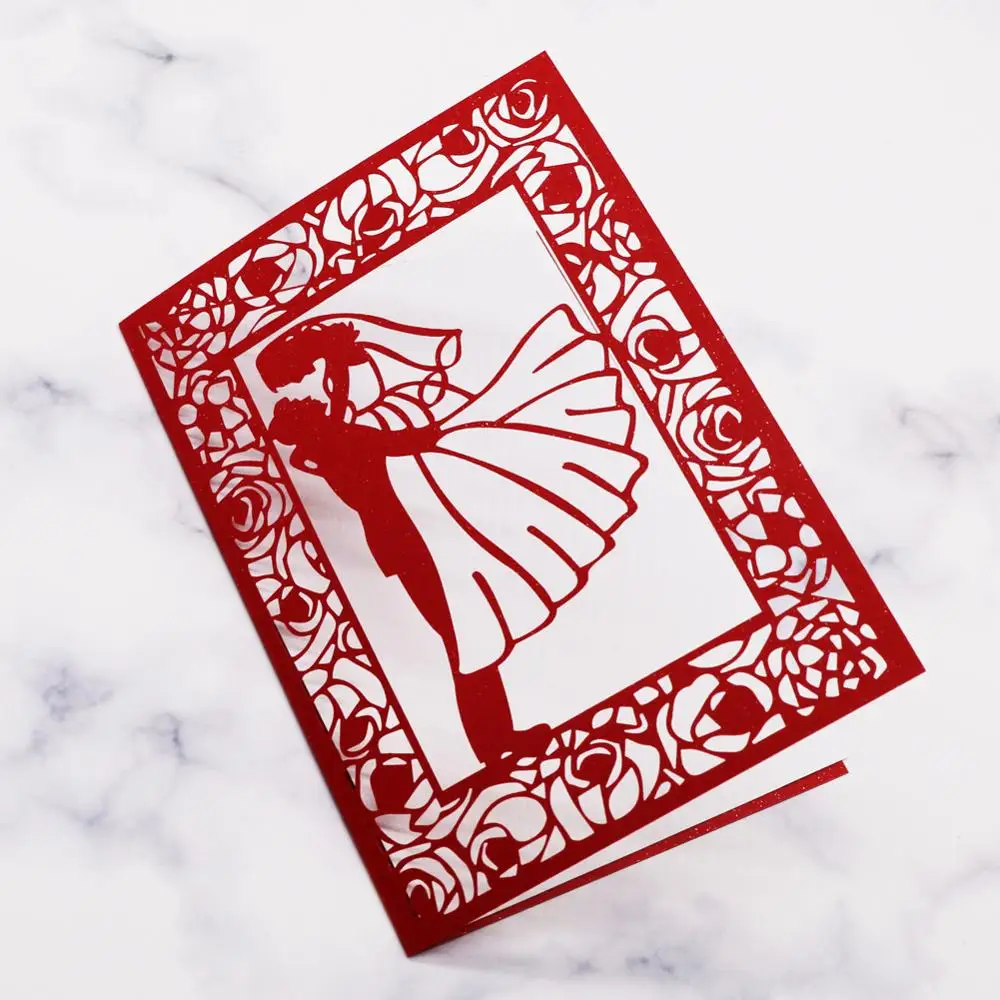 40 шт./лот романтические приглашения на свадьбу карты бумажная коробка с узором