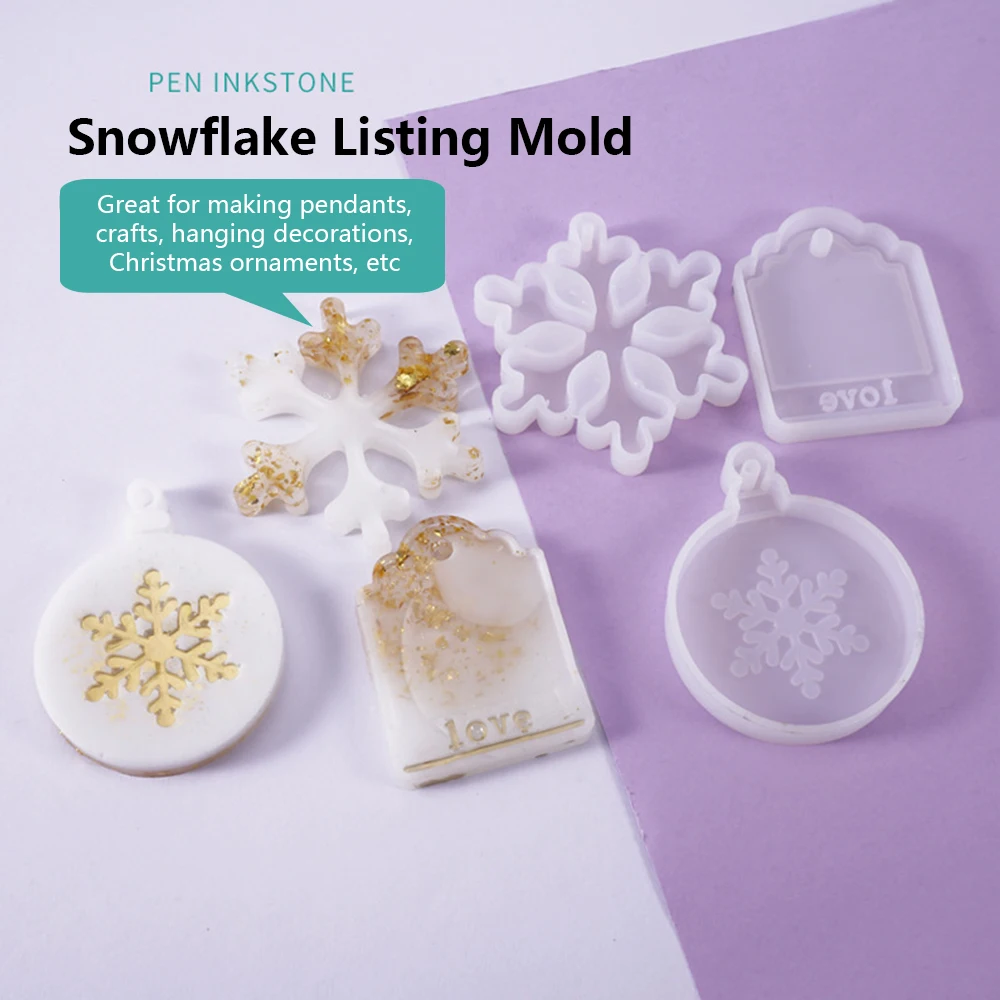 Рождественские литые формы из смолы Снежинка колокольчик форма-лось полимерные