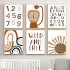 Настенная картина для детской комнаты с изображением Льва радуги, ABC, животных, скандинавские постеры и принты, настенные картины, декор для детской комнаты