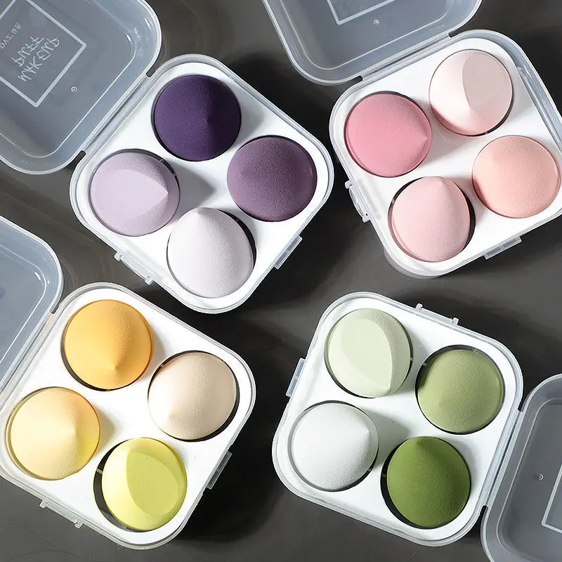 

Спонж для макияжа в виде капли воды, красочный, набор яиц для массажа тыквы, 4 шт./коробка, для влажного и сухого использования