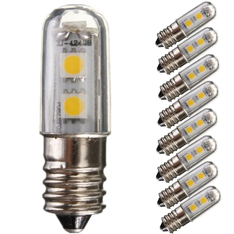 8 Pack E14 1W Led Refrigerator Bulbs 7 Smd 5050 Warm White Colour 15w Replacement for Halogen bulb 3000K 45LM Energy Saving 220V | Бытовая