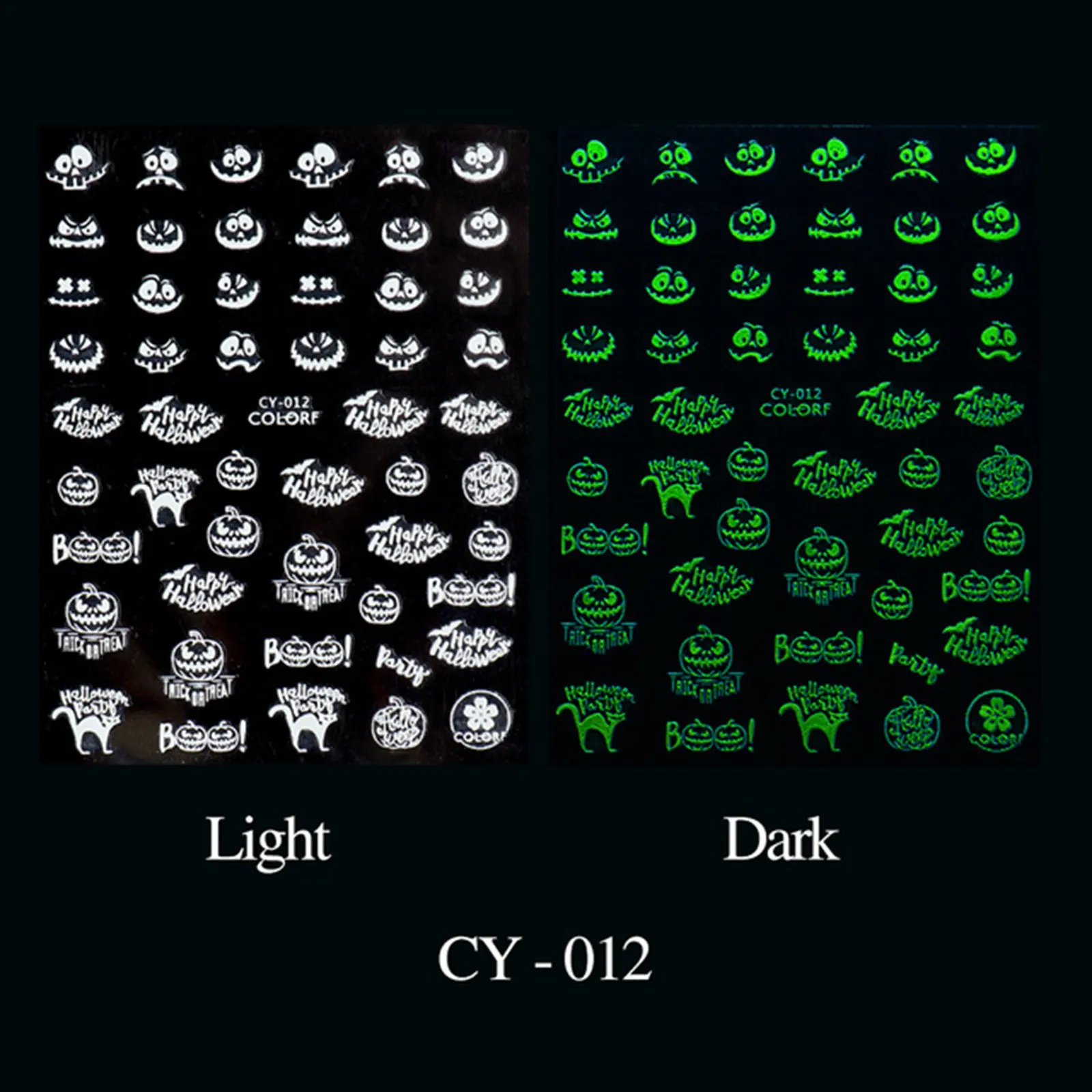 3D наклейки для ногтей Джокер Хэллоуин Светящиеся клоун череп слайдеры Тыква