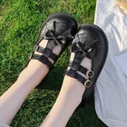 Новые женские Туфли Мэри Джейн туфли Лолиты с двойной пряжкой туфли с бантом для девочек милые женские туфли на плоской подошве с Т-образным ремешком zapatos mujer 8231C