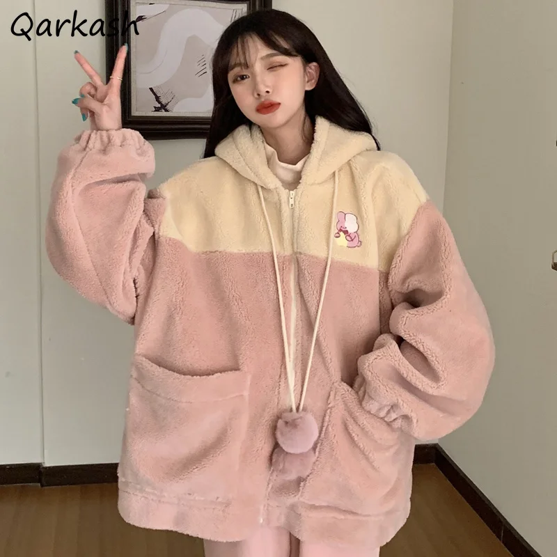 Женское милое бархатное пальто с капюшоном зимнее женское теплая уличная одежда