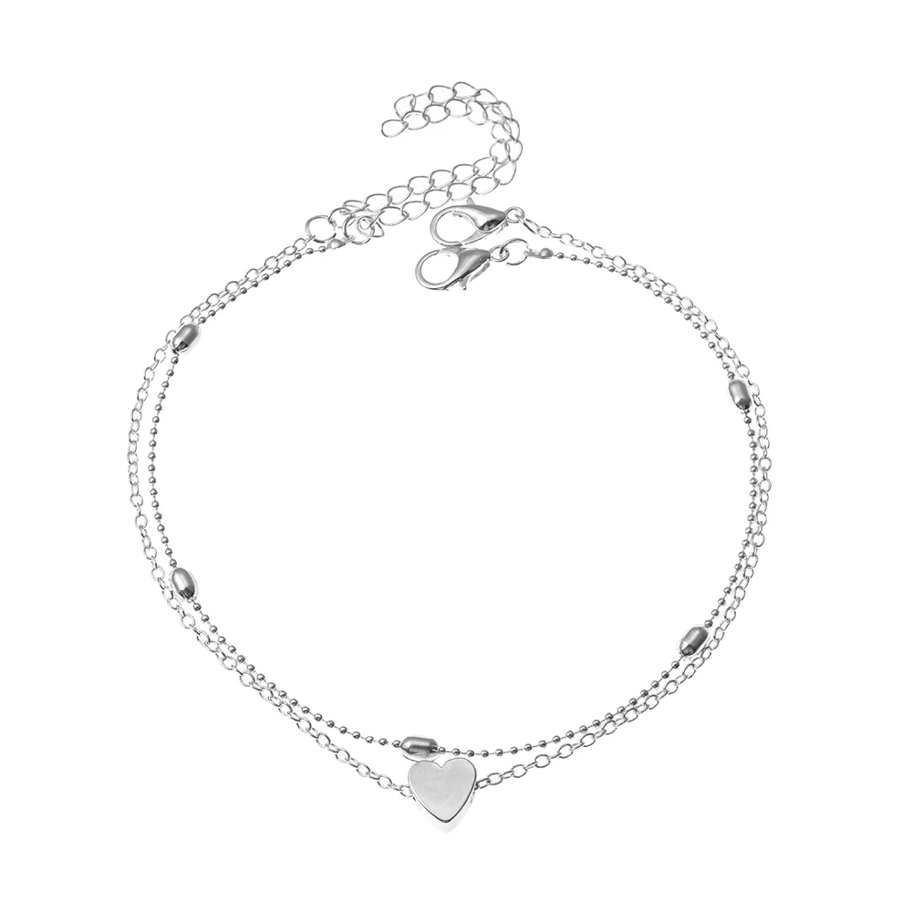 

Women's Single and double layer anklet Women's Anklet Summer Personalized Heart-shaped Anklet The Best Gift for Women