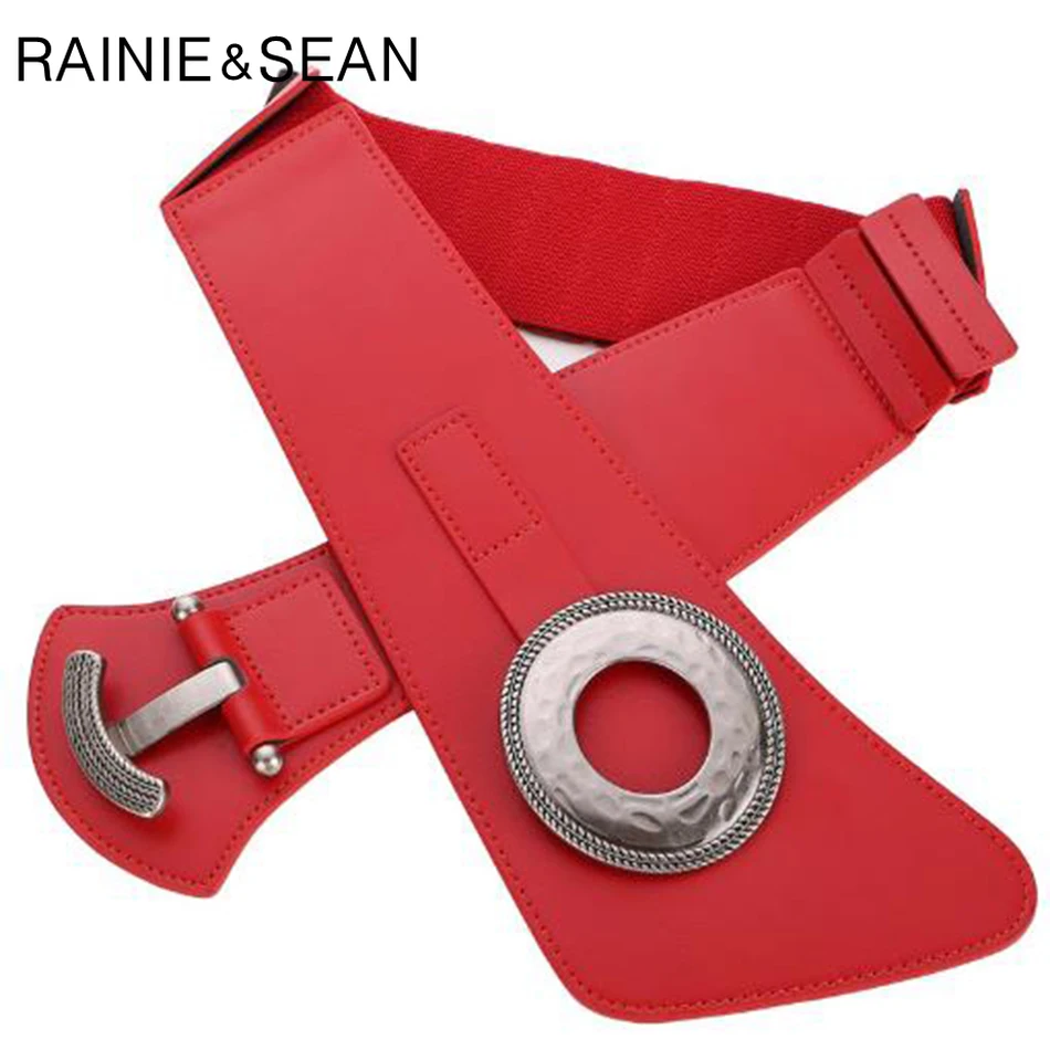 Пояс из натуральной кожи RAINIE SEAN широкий черный ремень коровьей для