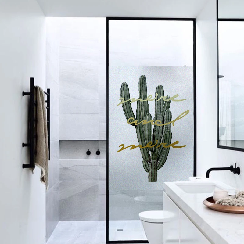 Антистатическая адсорбирующая пленка с зелеными листьями на окно Балкон Ванная