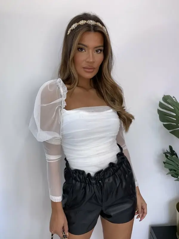 Блузка Женская приталенная с квадратным вырезом и длинным рукавом|Блузки| |