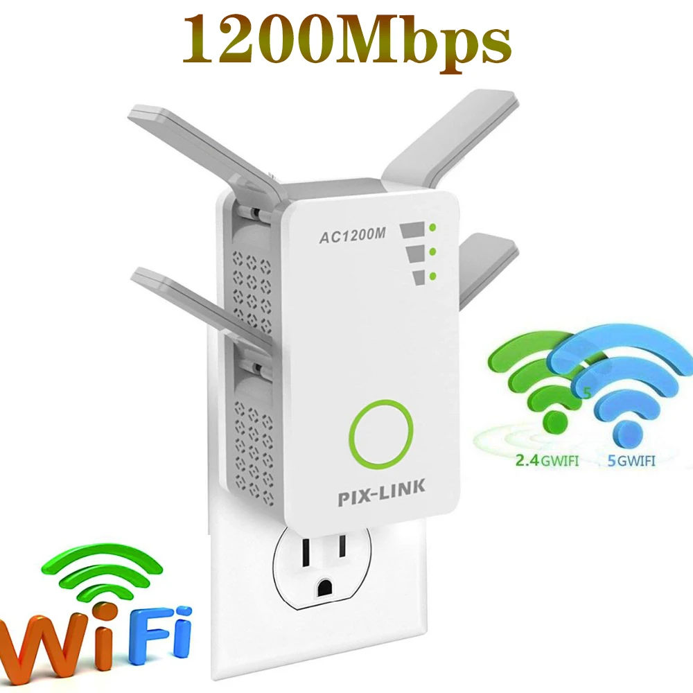

Усилитель сигнала Wi-Fi, 1200 Мбит/с, двухдиапазонный, 2,4/5 ГГц