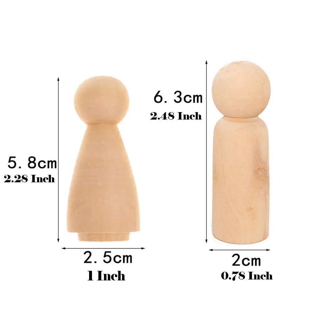 

40PC Creative Wooden Peg Dolls Toy People Manual Painting Dolls Crafts Graffiti Unfinished Natural Solid Wood DIY Wood Craft