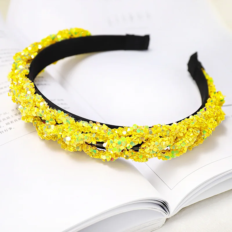 C680 yellow Модные резинки для волос в горошек для женщин, стразы, украшение для волос, повязка на голову, Opaska, аксессуары для волос, diademas para el pelo mujer - Цвет: C680 yellow