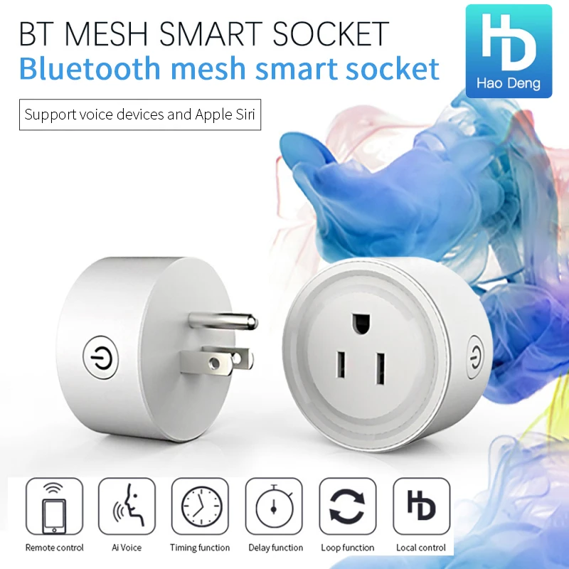 

Hao Deng APP Bluetooth US Smart Plug Mesh Smart Socket Single Way Socket Timing Control Energy Saving Works With Alexa Google