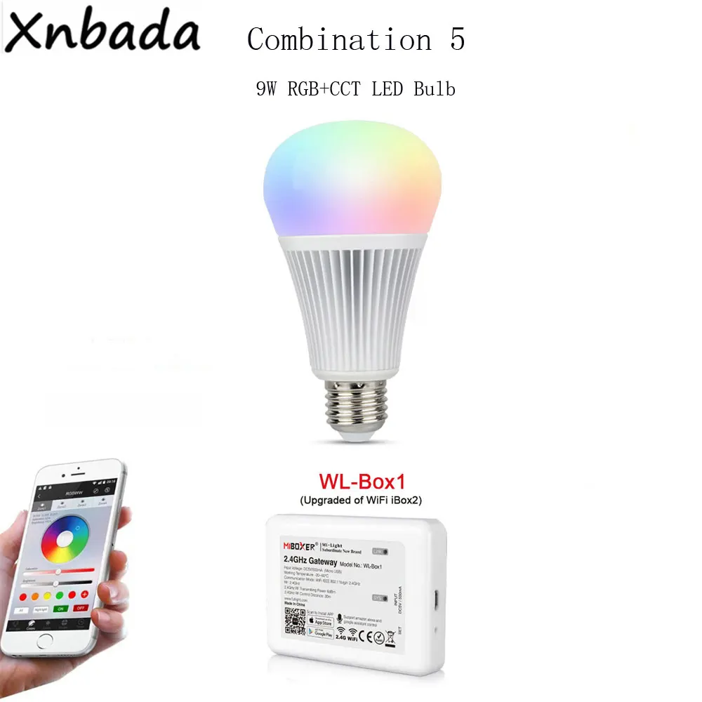 MiBoxer светодиодная грушевидная лампа с E27 9 Вт RGB + CCT 2 4 г RGBWW светодиодный контроллер