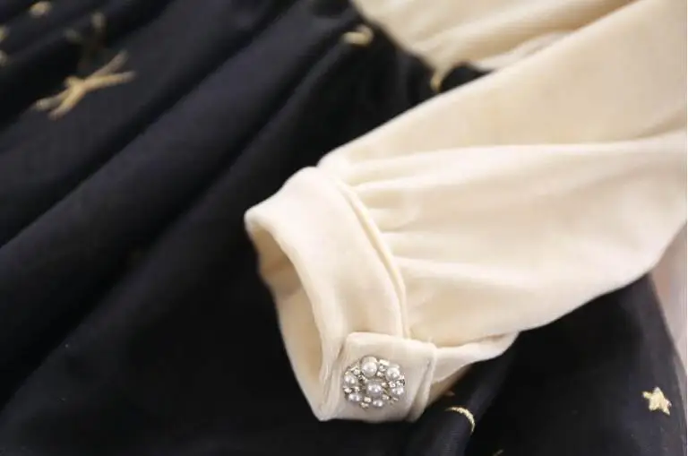 Элегантное платье для девочек осеннее принцессы с отложным воротником и принтом