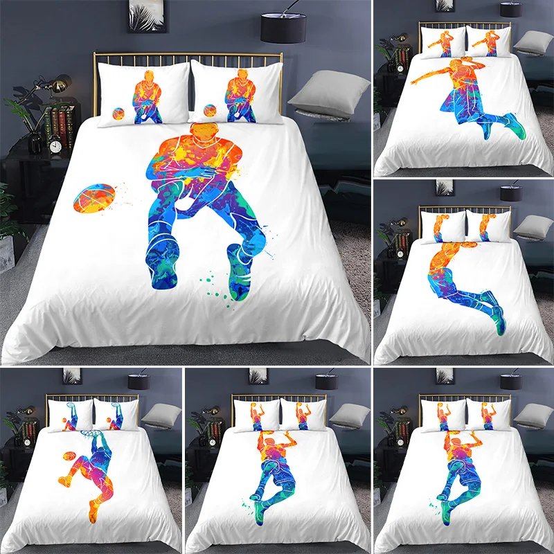 

Sport Bedding Set For Boys Adult Kids Play Basketball Duvet Cover Fashionable Nordic Bed Covers Single King Queen Size