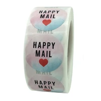 500pcsroll happy mail with red heart lables sticker for diy christmas gift package cake box envelope seal labels stickers