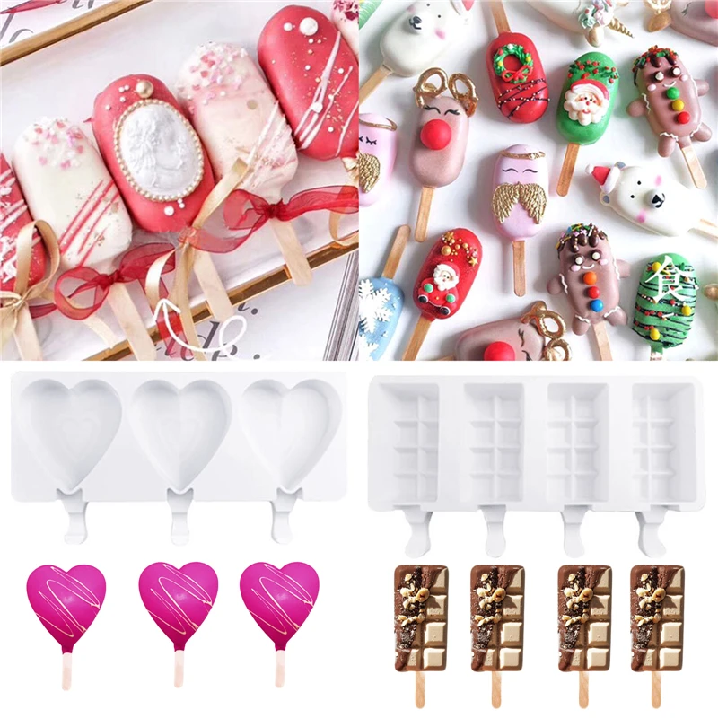 

Silicone Ice Cream Mold DIY Popsicle Molds Freezer Juice 4 Cell Magnum Silicone Mold Ice Tray Popsicle Barrel Maker Mould